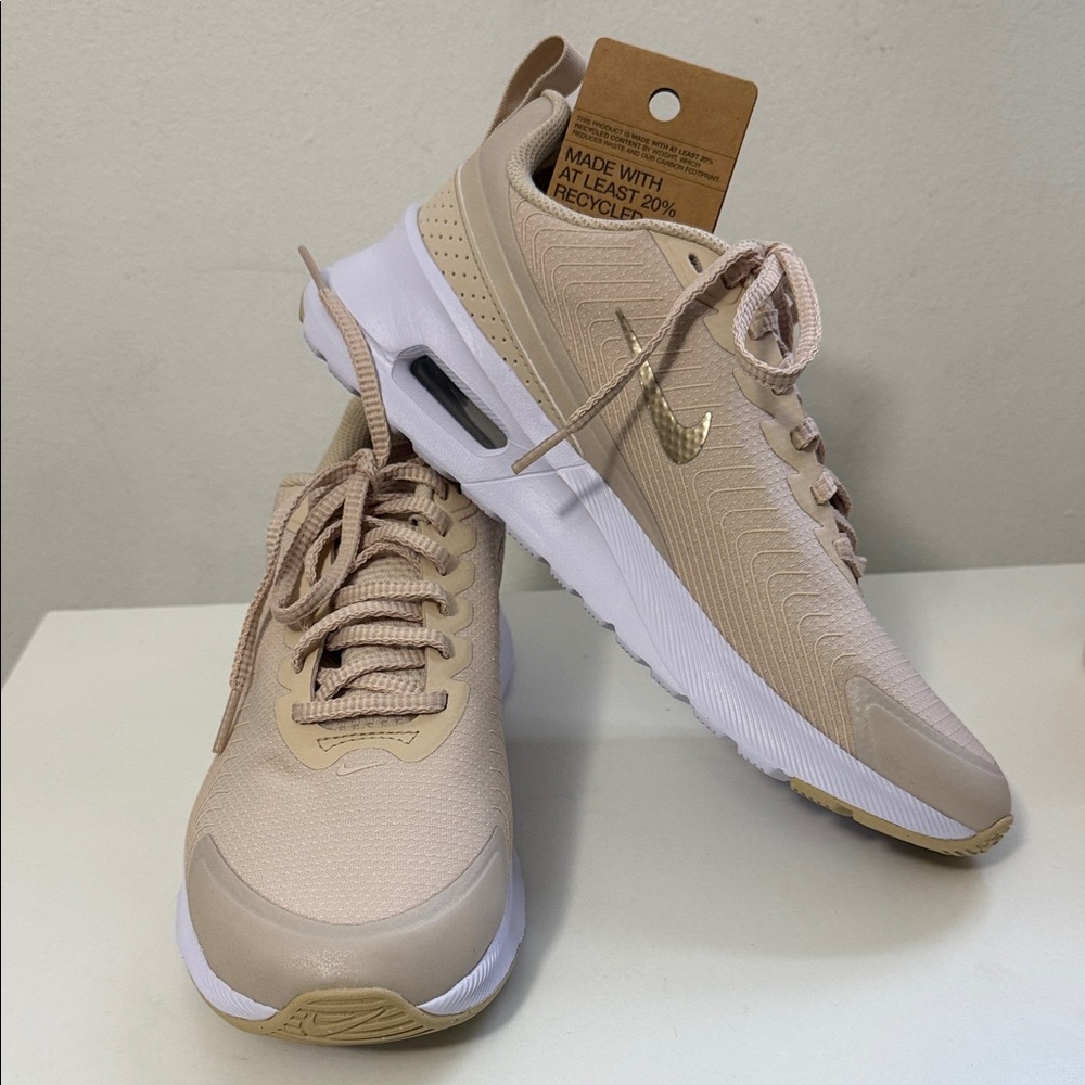 Nike Air Max Tan Sneakers with Metallic Swoosh